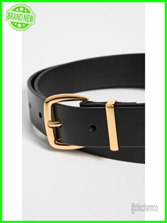 The Essential Leather Belt with Gold-Tone Buckle, Rectangular Closure